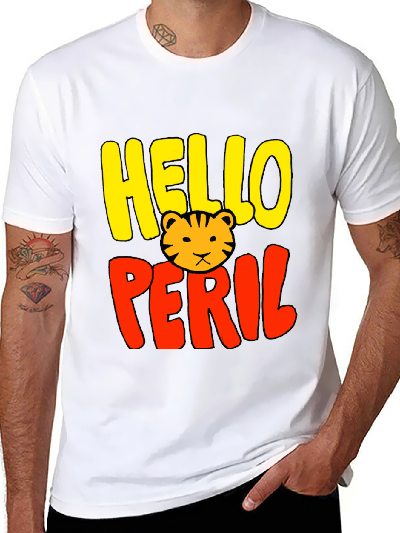 Hello Peril Tiger Graphic T-Shirt - Black