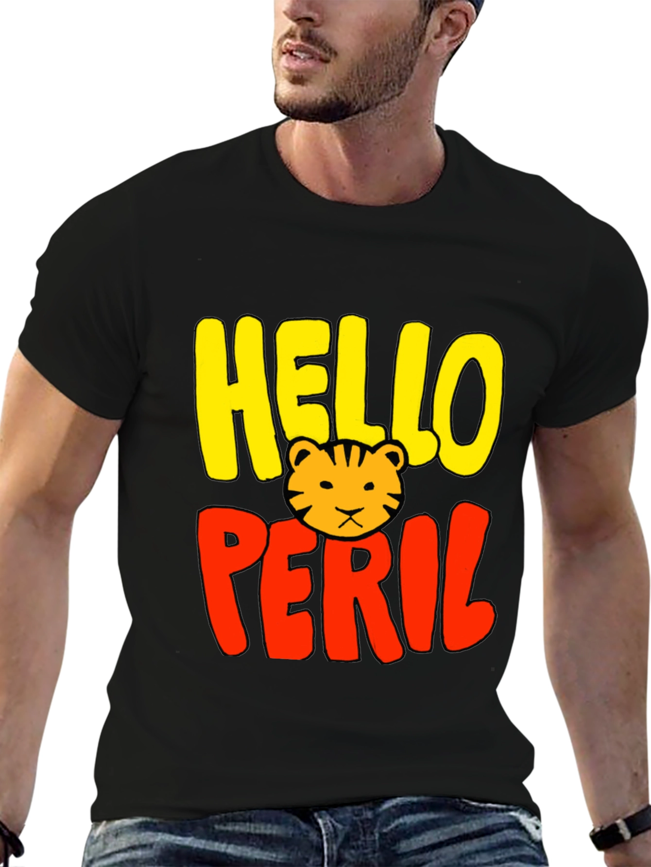 Hello Peril Tiger Graphic T-Shirt - Black