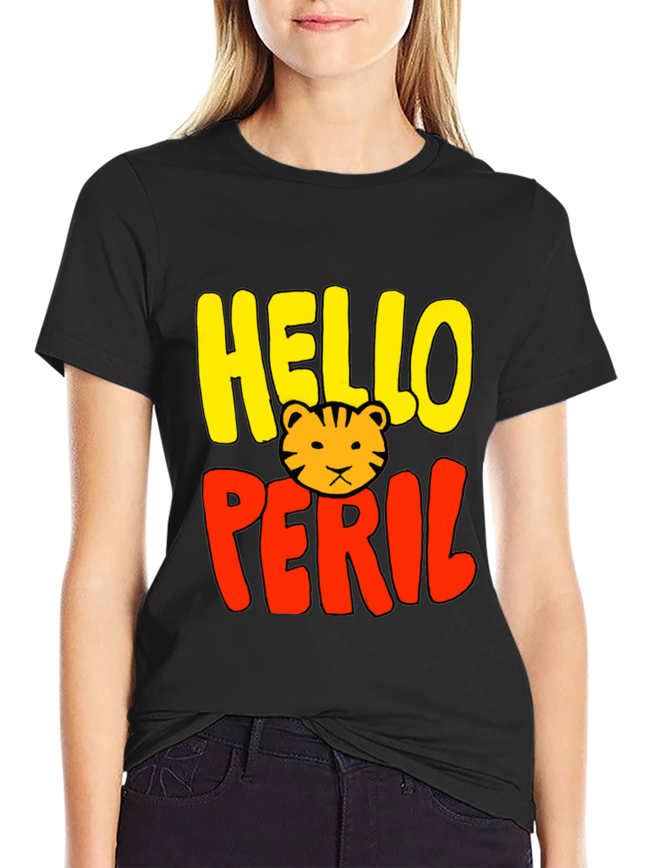 Hello Peril Tiger Graphic T-Shirt - Black