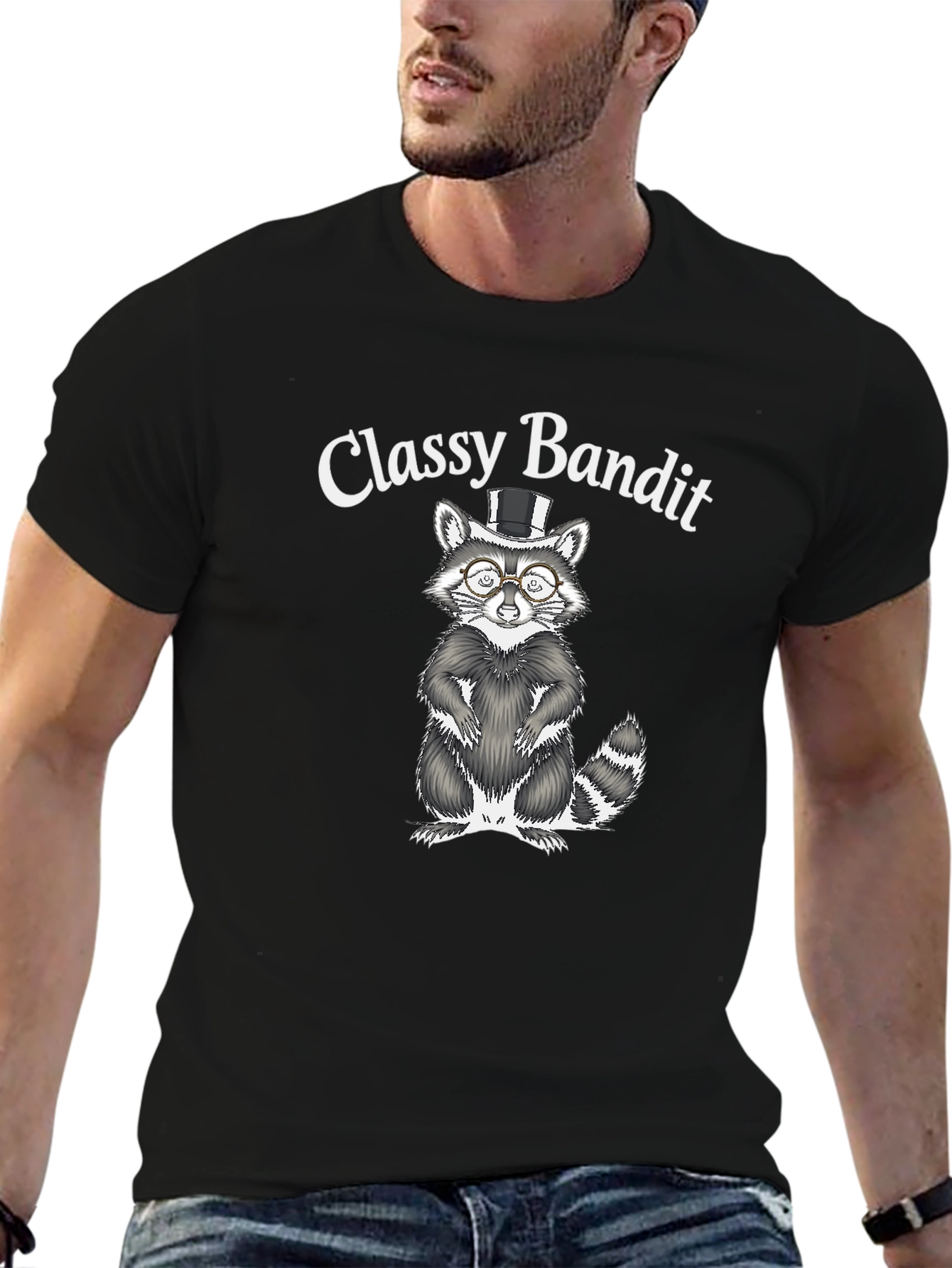 Classy Bandit Raccoon Graphic T-Shirt
