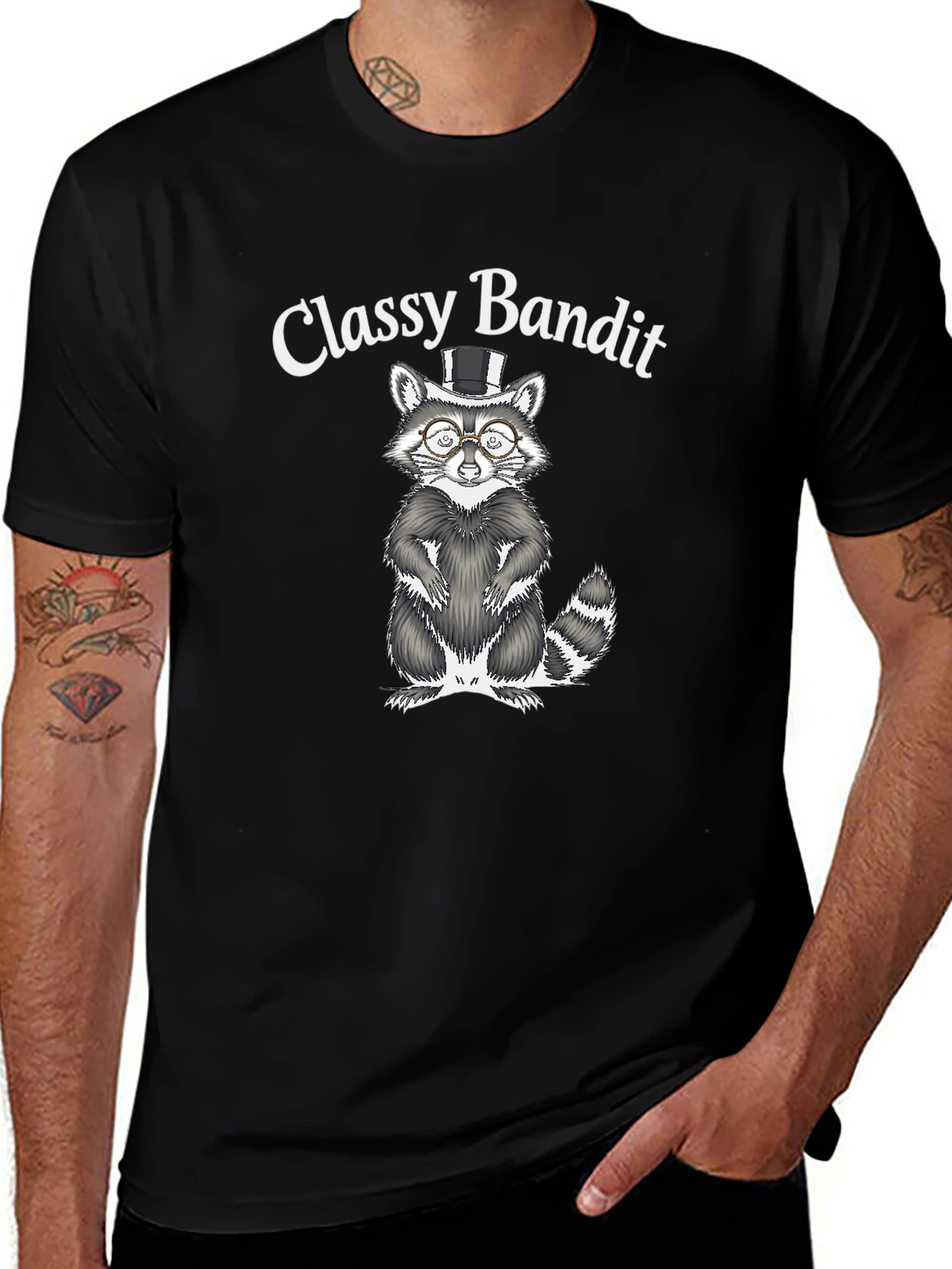 Classy Bandit Raccoon Graphic T-Shirt