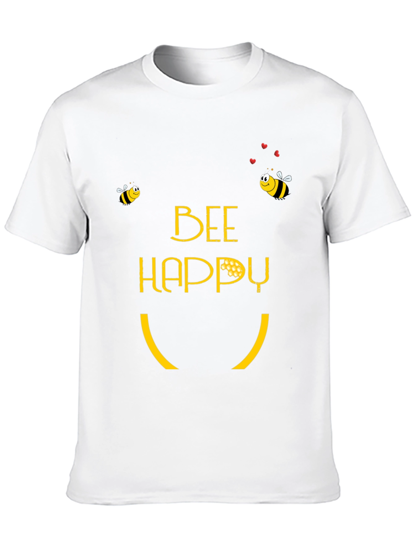 Bee Happy Graphic T-Shirt - Black Cotton Blend