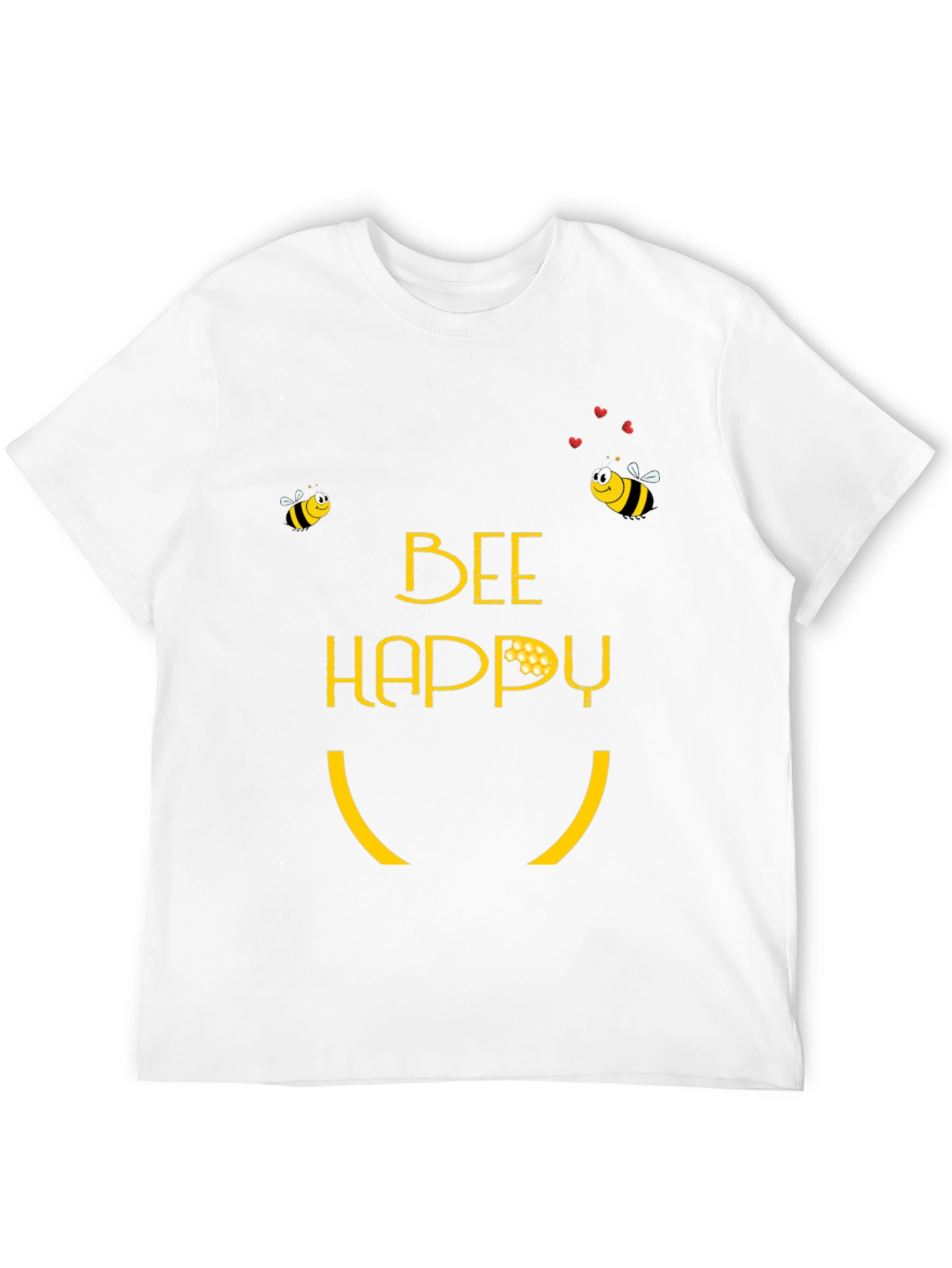 Bee Happy Graphic T-Shirt - Black Cotton Blend