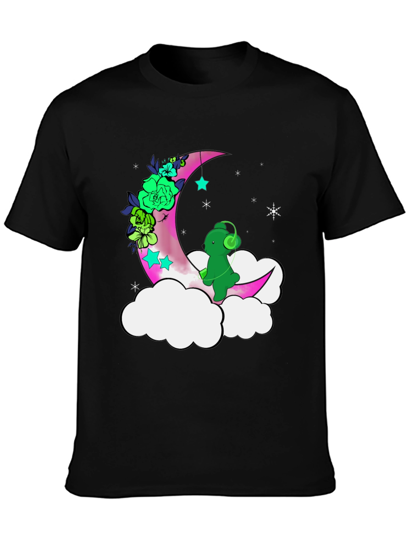 Cute Moon Bear T-Shirt - Black