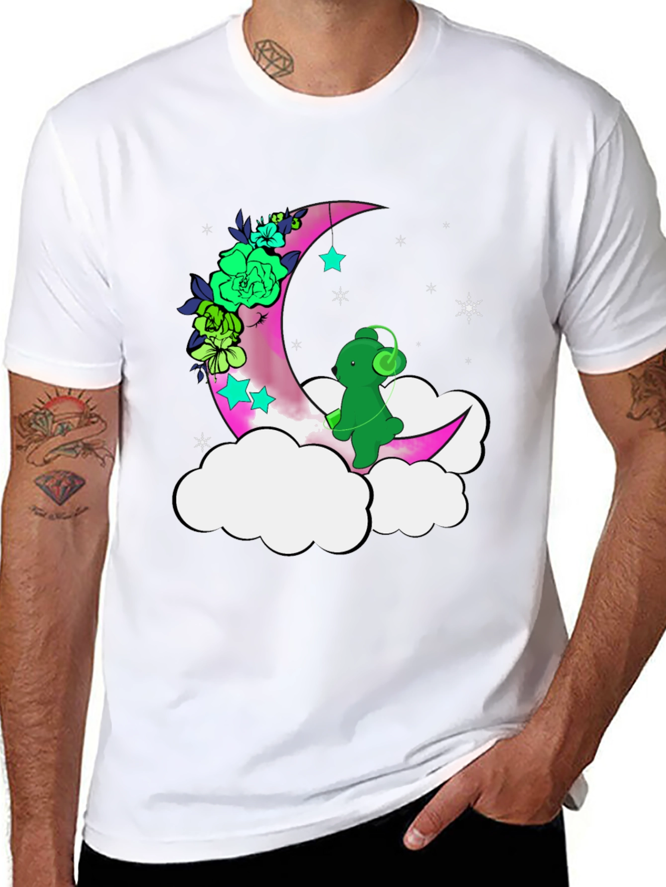 Cute Moon Bear T-Shirt - Black