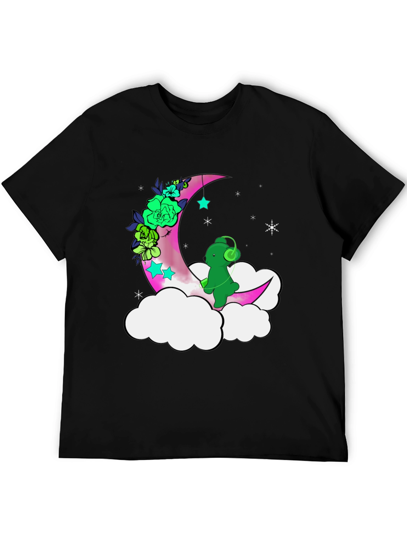 Cute Moon Bear T-Shirt - Black