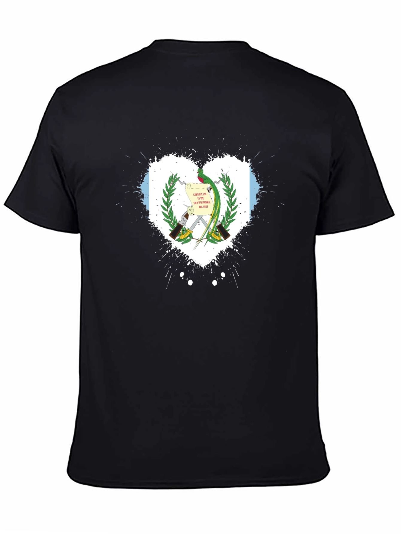Guatemala Flag Heart T-Shirt - Black