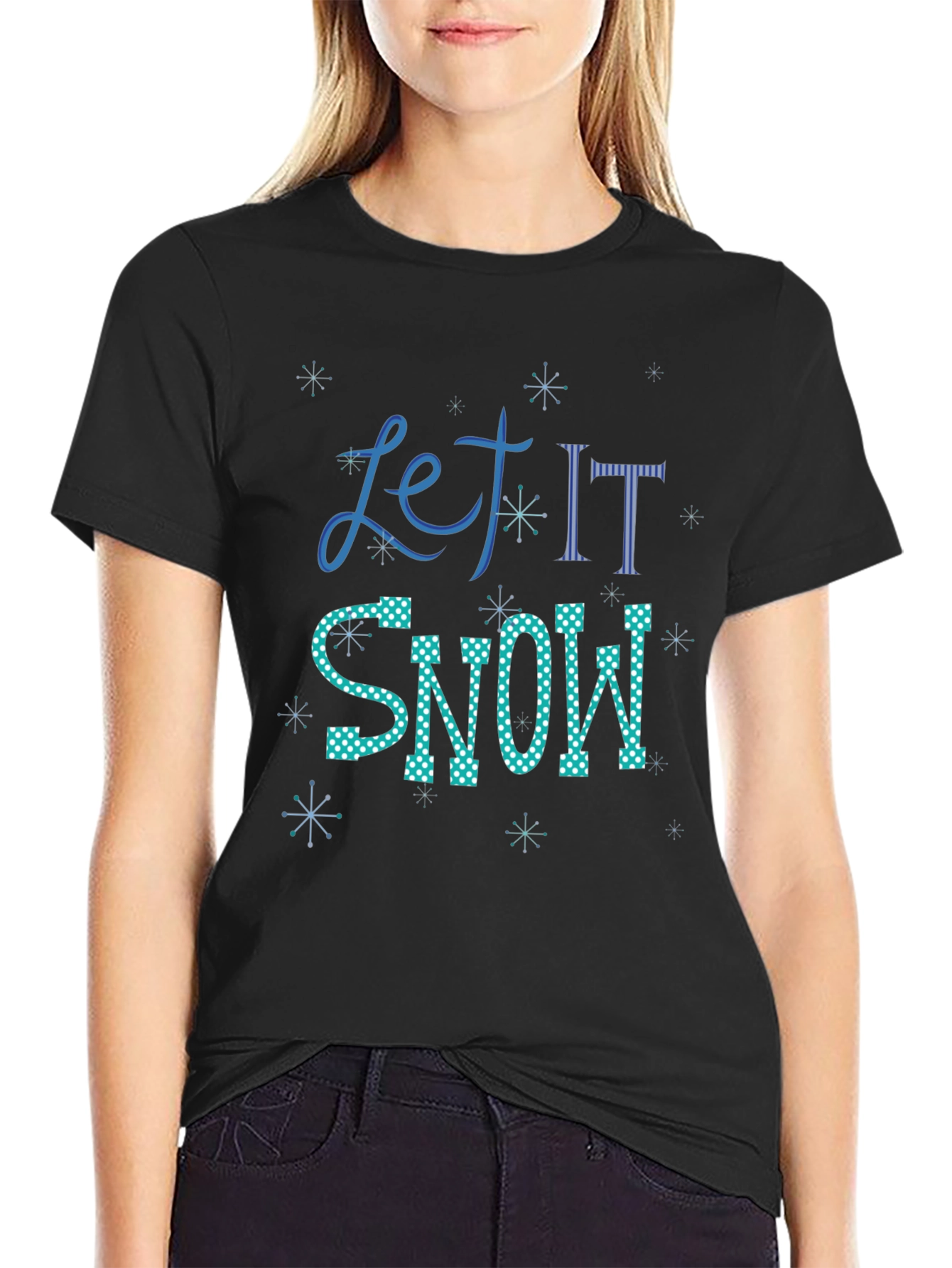 Let It Snow Graphic Tee - Black Holiday T-Shirt