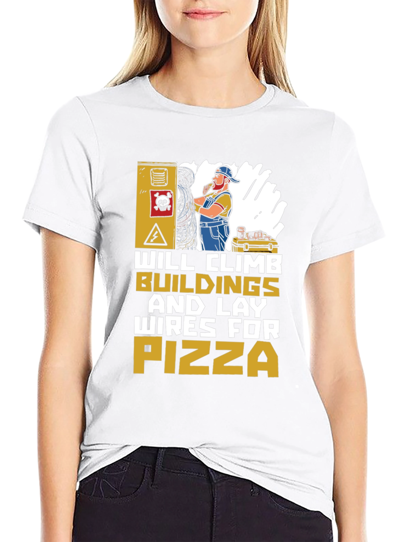 Electrician Pizza Lover T-Shirt - Funny Worker Gift