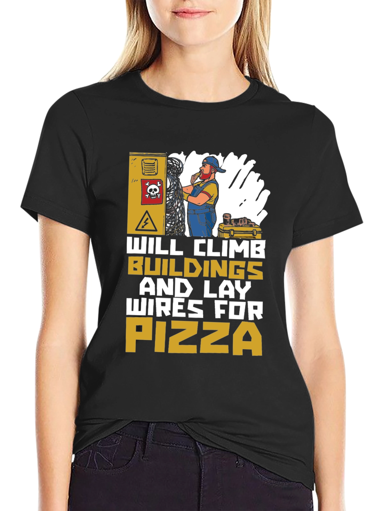 Electrician Pizza Lover T-Shirt - Funny Worker Gift