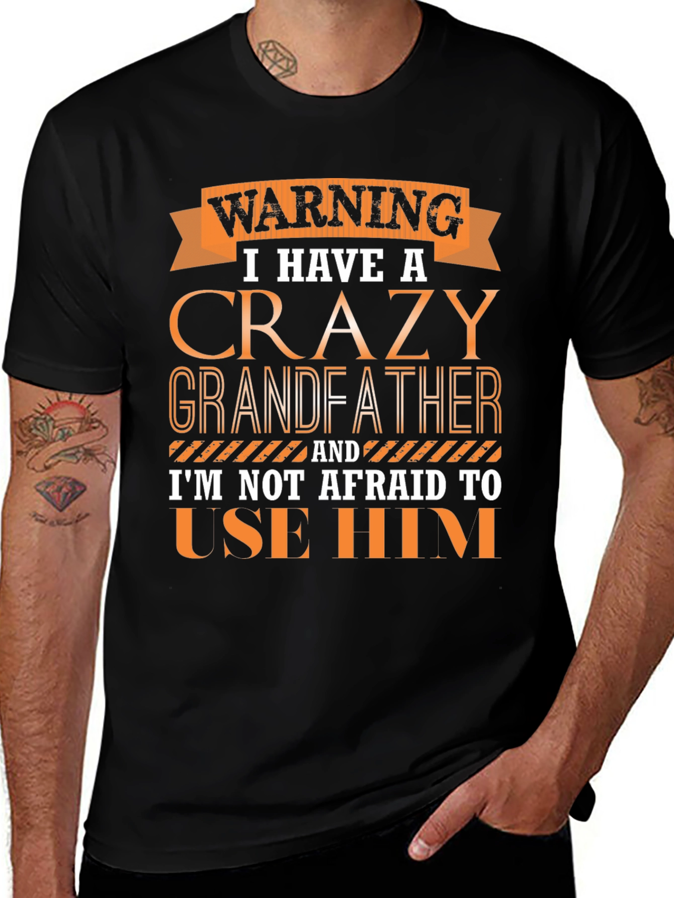 Warning Crazy Grandfather T-Shirt Novelty Gift