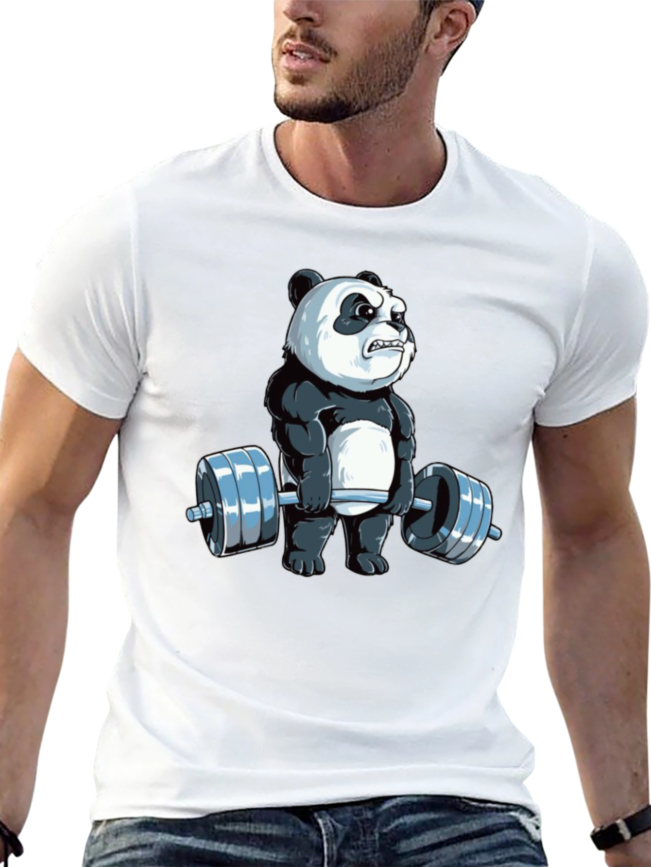Weightlifting Panda T-Shirt - Black Cotton Tee