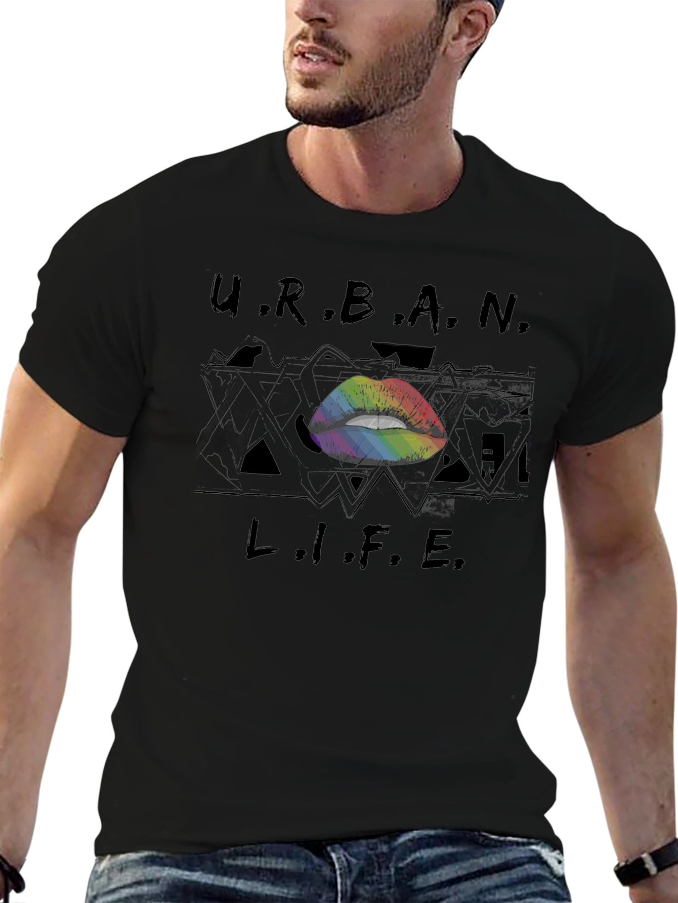 Urban Life Rainbow Lips Graphic T-Shirt