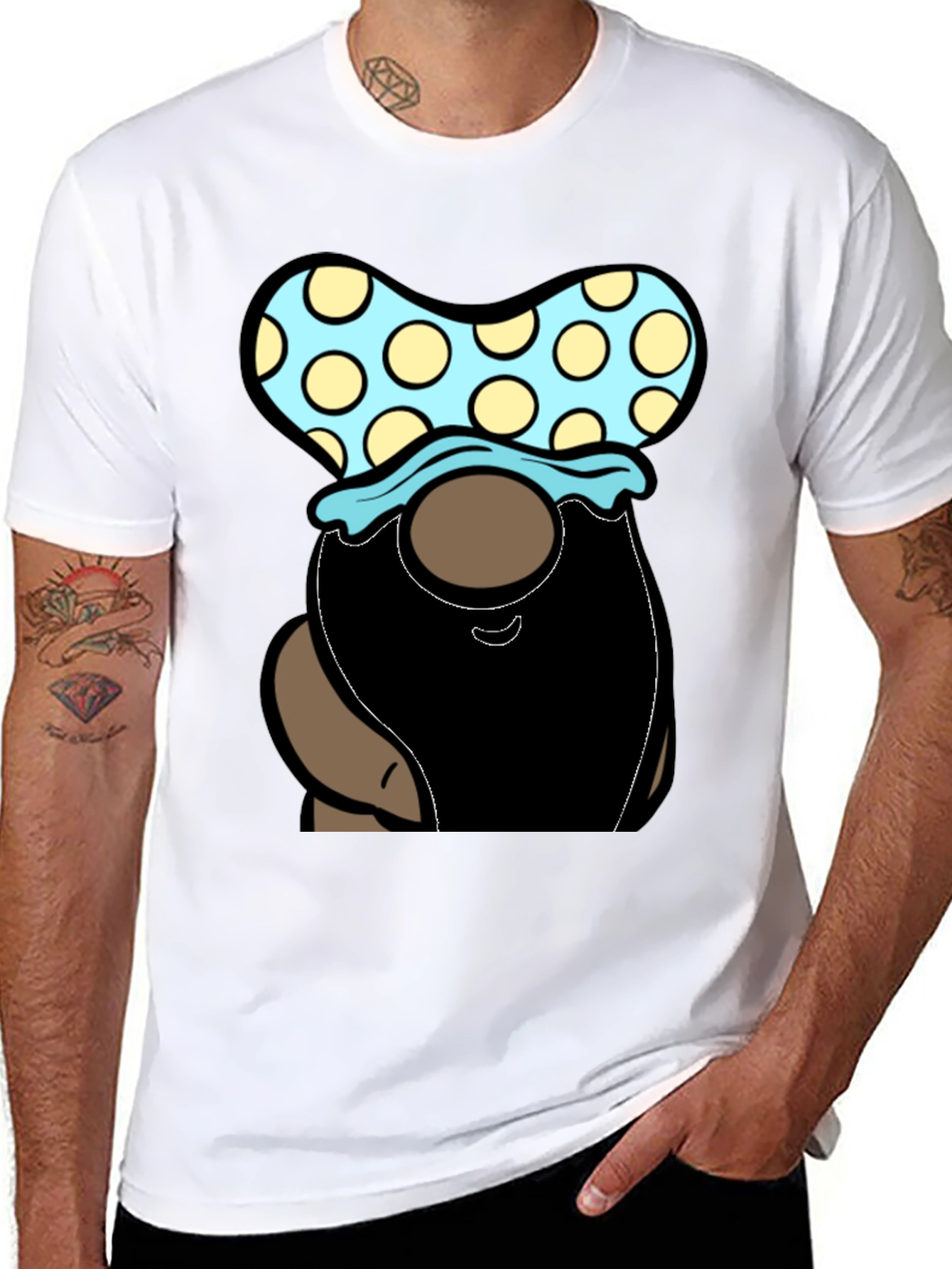 Gnome T-Shirt - Polka Dot Hat Black
