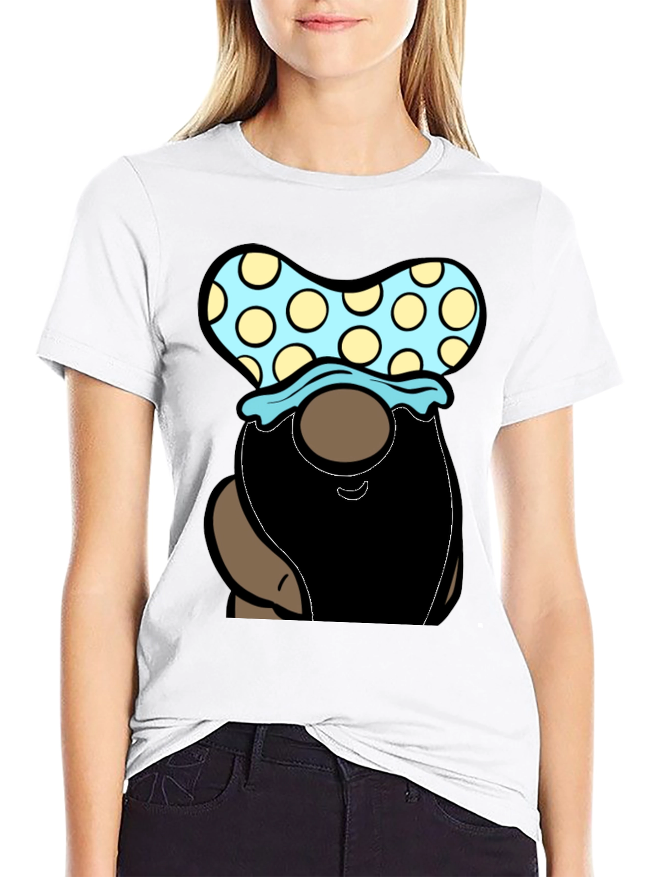 Gnome T-Shirt - Polka Dot Hat Black