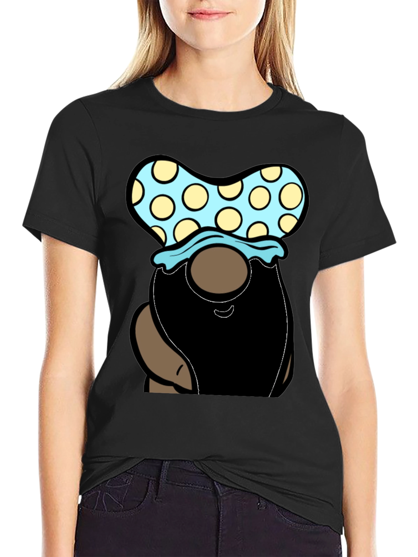Gnome T-Shirt - Polka Dot Hat Black
