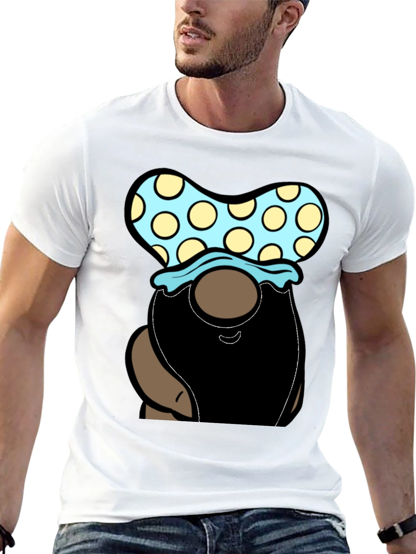 Gnome T-Shirt - Polka Dot Hat Black
