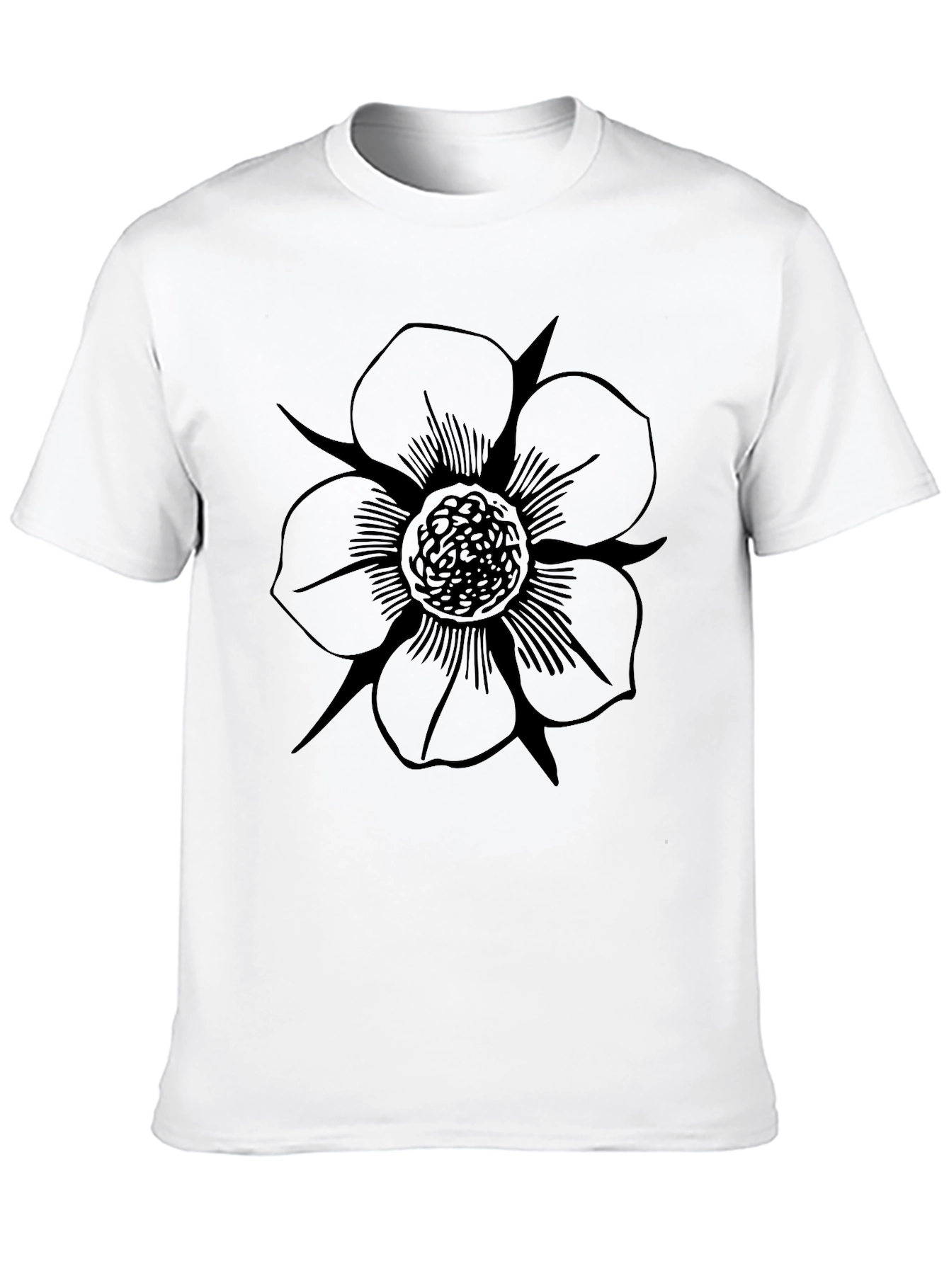 Mens Black T-Shirt with Floral Print