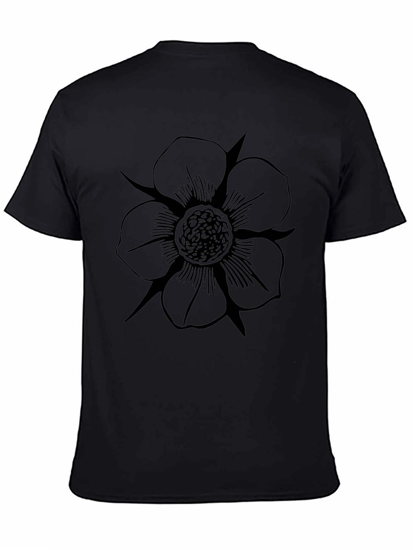 Mens Black T-Shirt with Floral Print