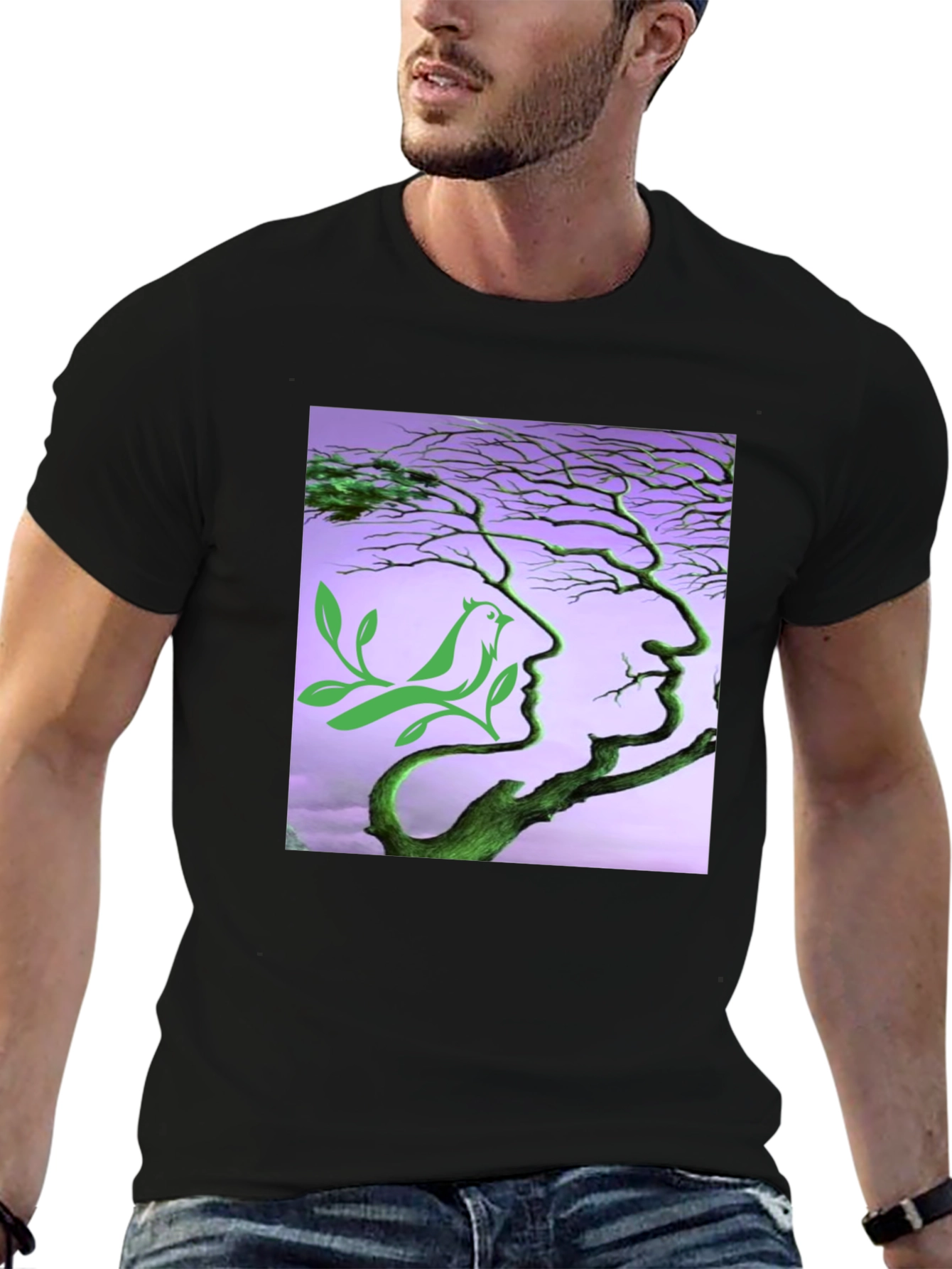 Nature Faces Black T-Shirt