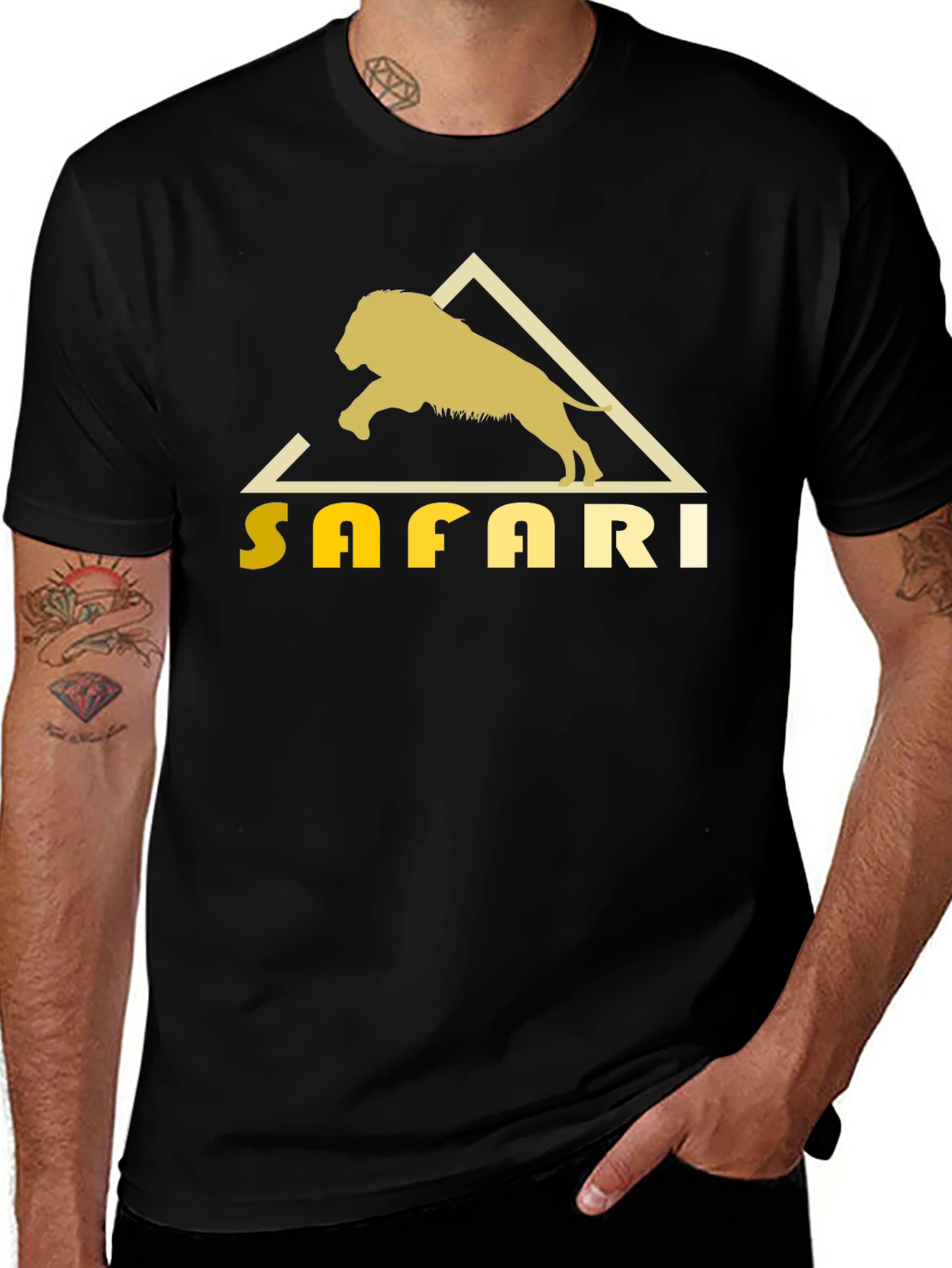 Safari Lion Graphic Tee - Classic Black T-Shirt