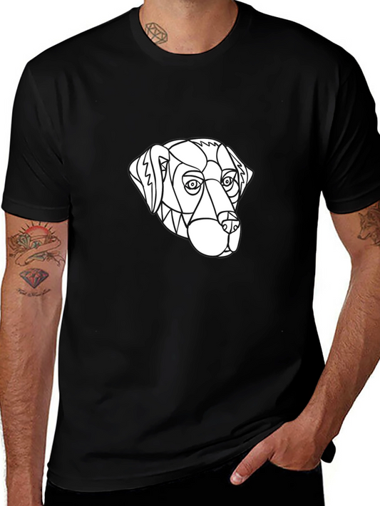Geometric Dog Graphic Tee - Black