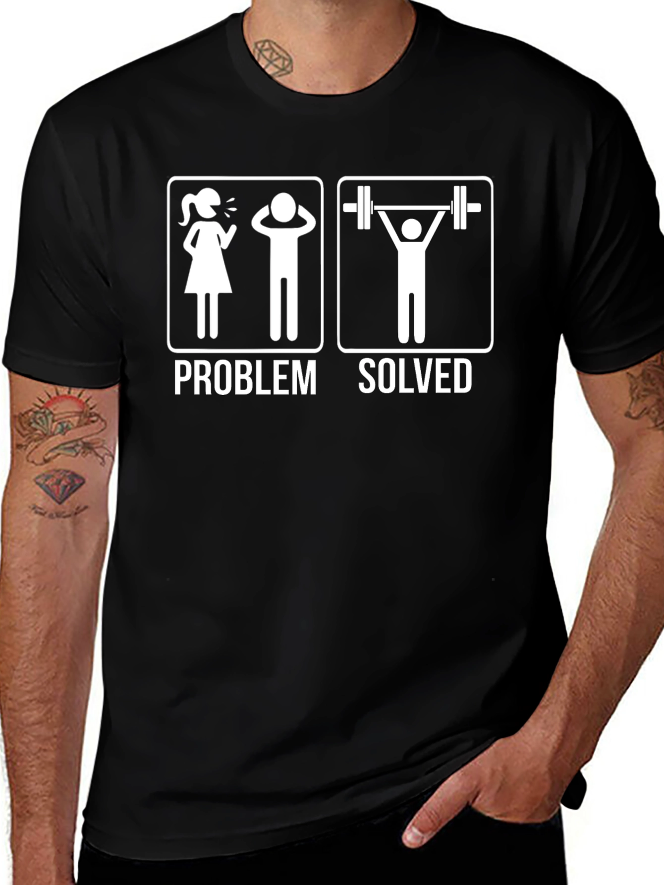 Problem Solved Weightlifting T-Shirt - Funny Gym Tee