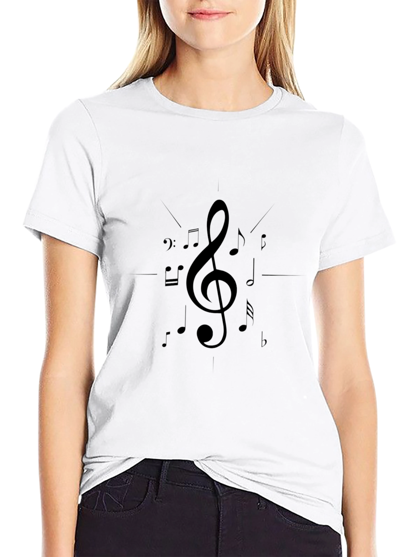 Musical Note Graphic Black T-Shirt