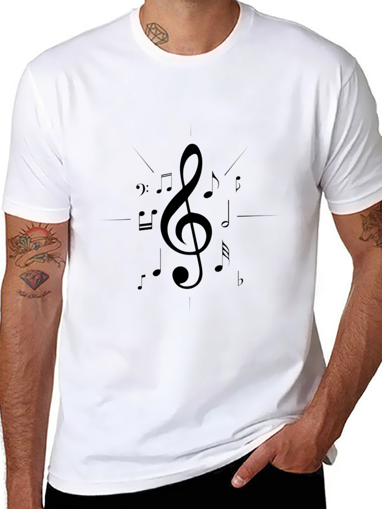 Musical Note Graphic Black T-Shirt