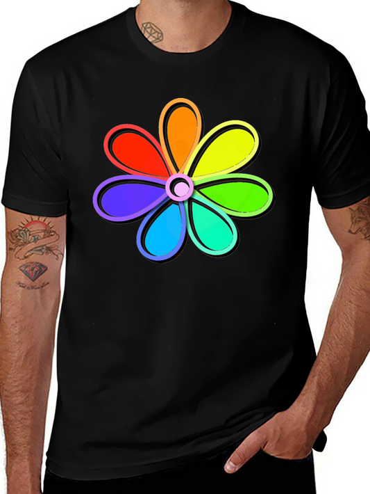 Rainbow Flower Graphic T-Shirt - Bold & Colorful