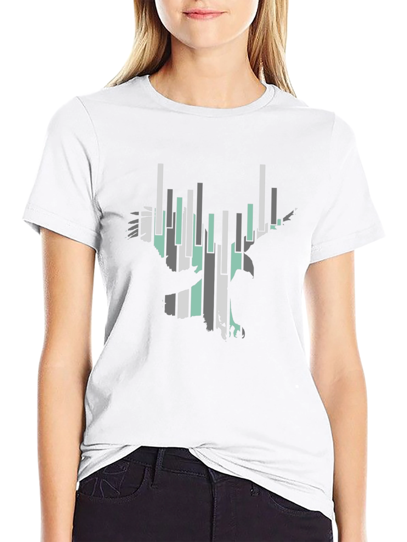 Abstract Eagle Graphic Tee - Black