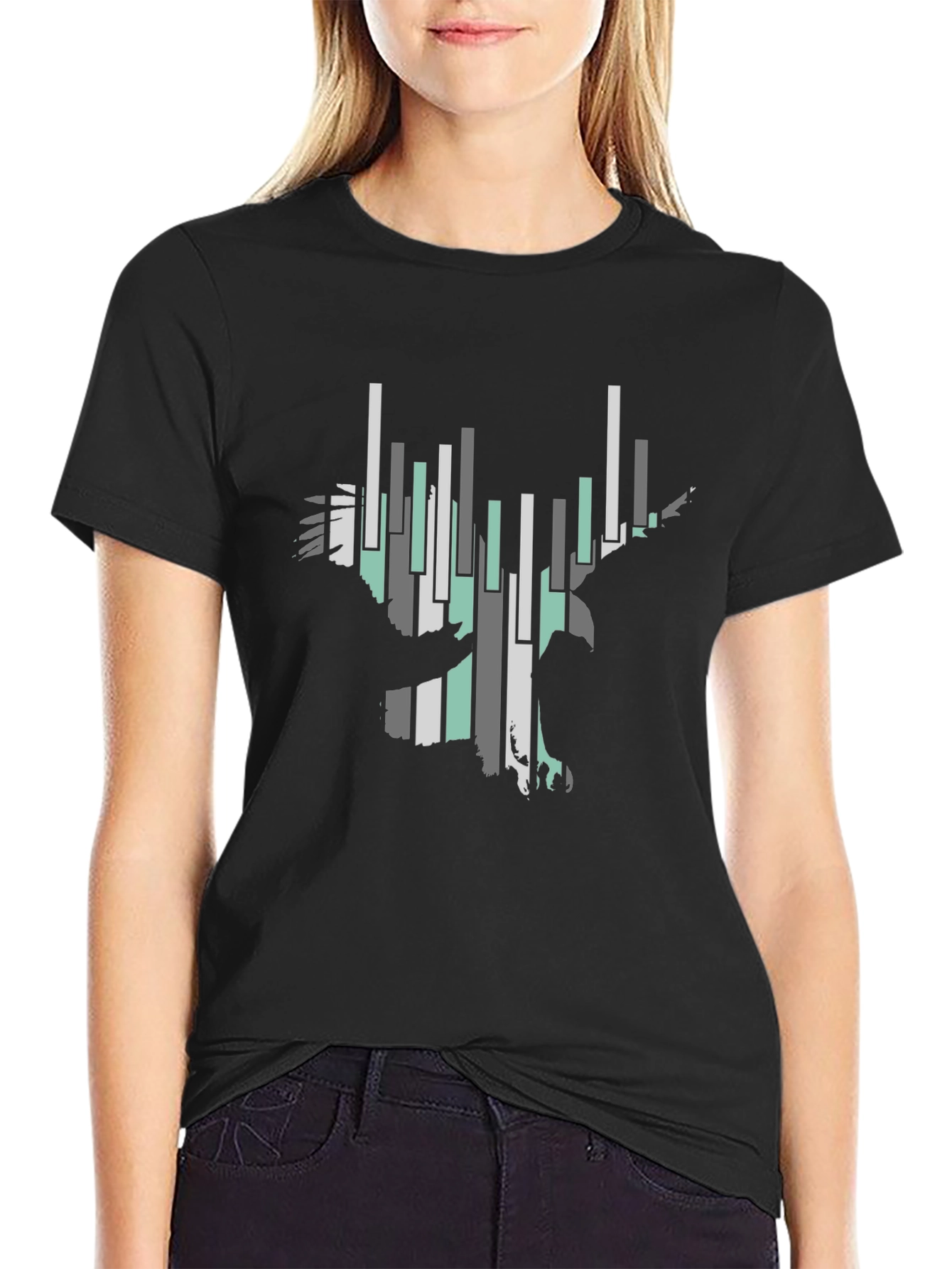 Abstract Eagle Graphic Tee - Black