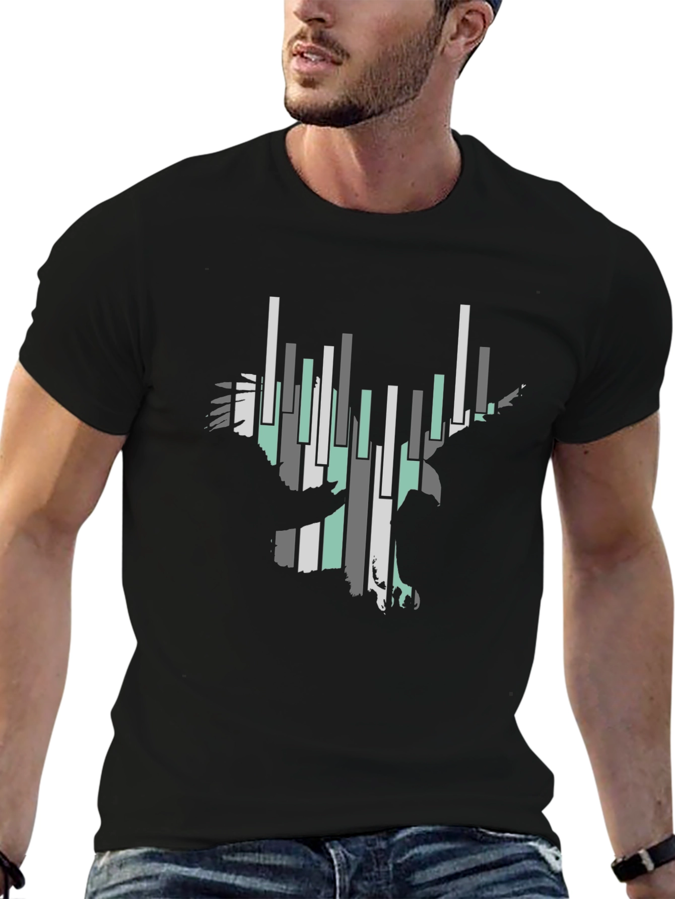 Abstract Eagle Graphic Tee - Black
