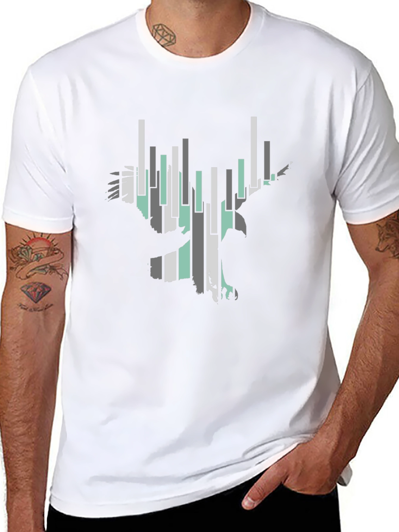 Abstract Eagle Graphic Tee - Black
