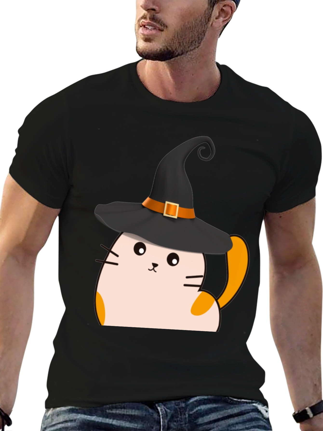 Halloween Cat Witch T-Shirt - Spooky Cute Tee