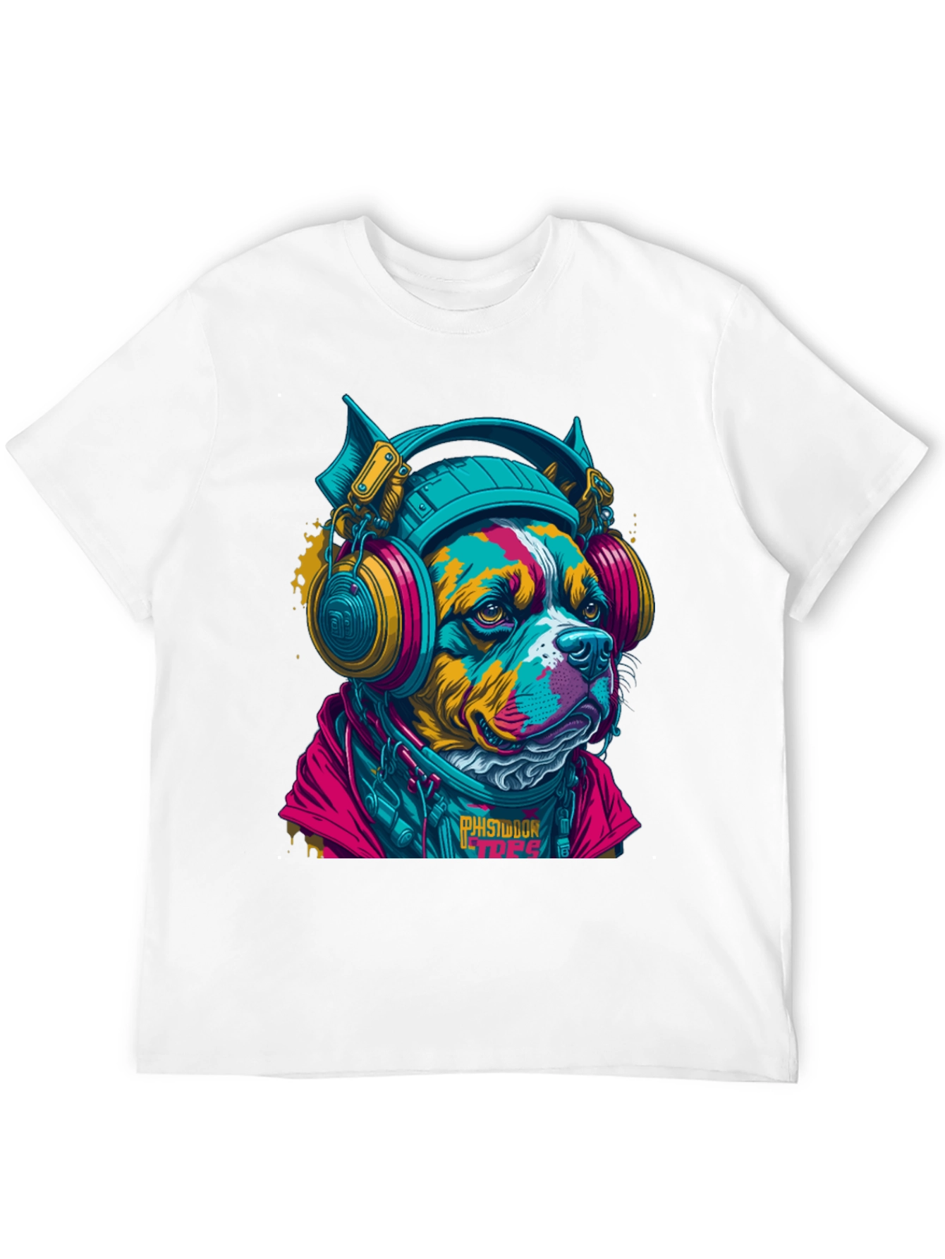 Dog with Headphones Graphic T-Shirt