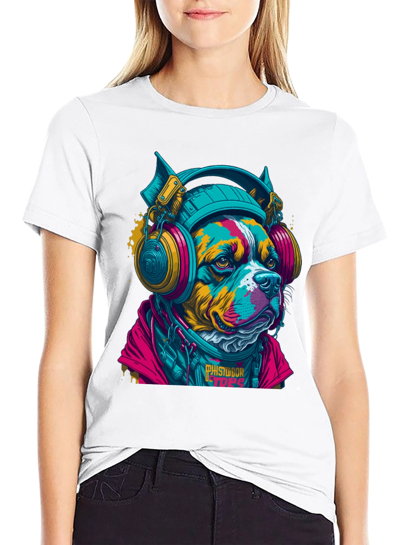 Dog with Headphones Graphic T-Shirt
