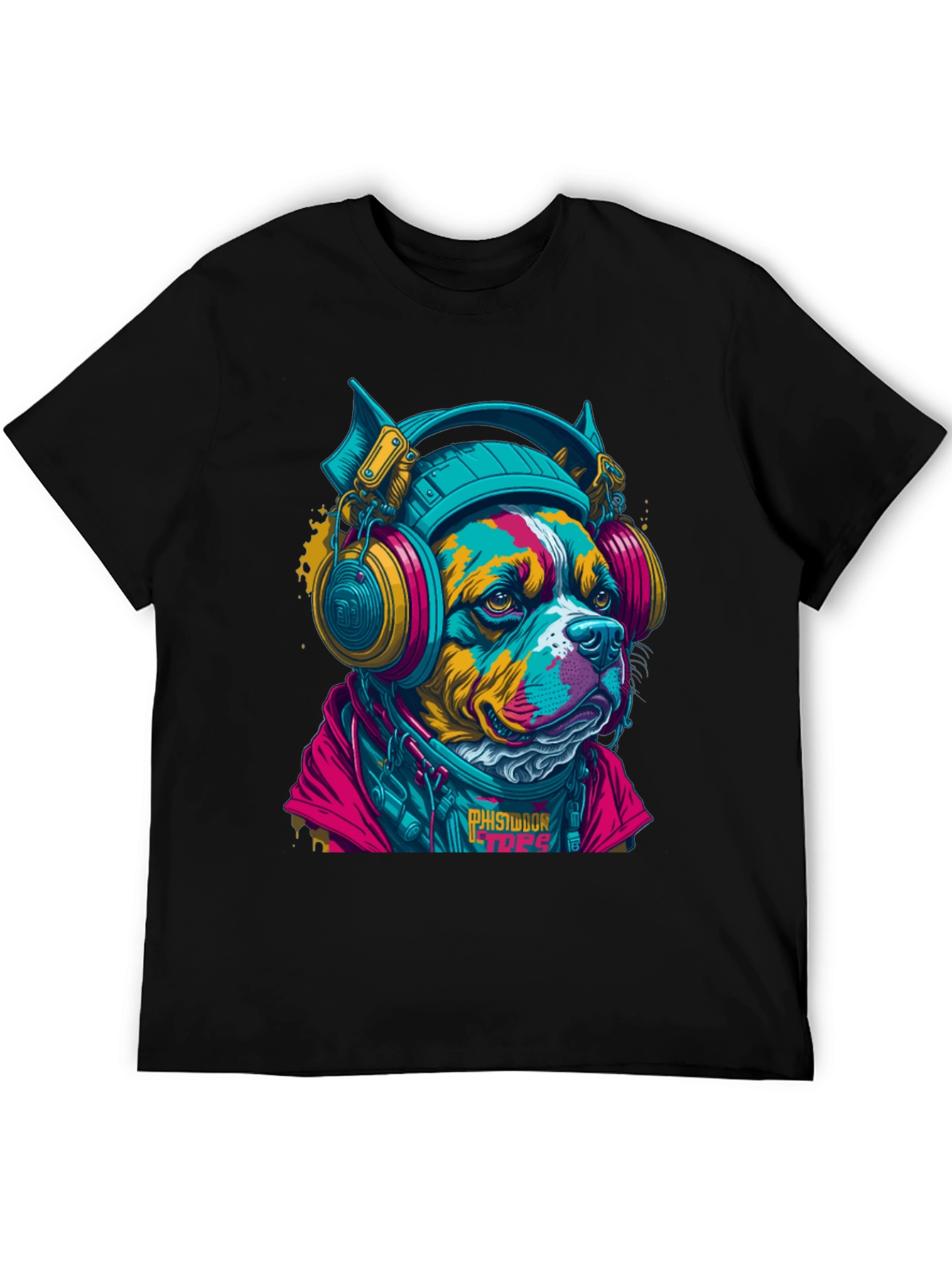 Dog with Headphones Graphic T-Shirt