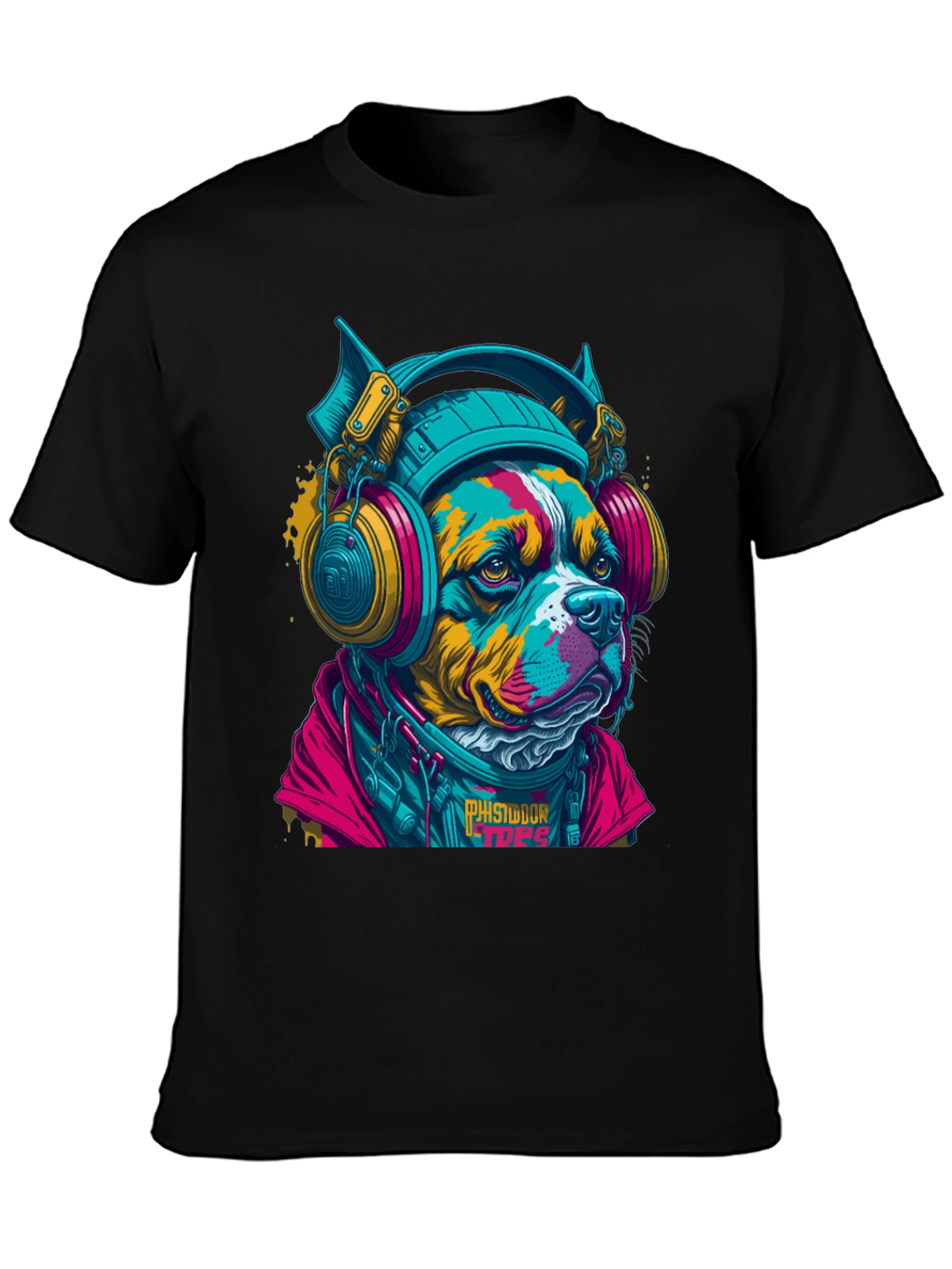 Dog with Headphones Graphic T-Shirt