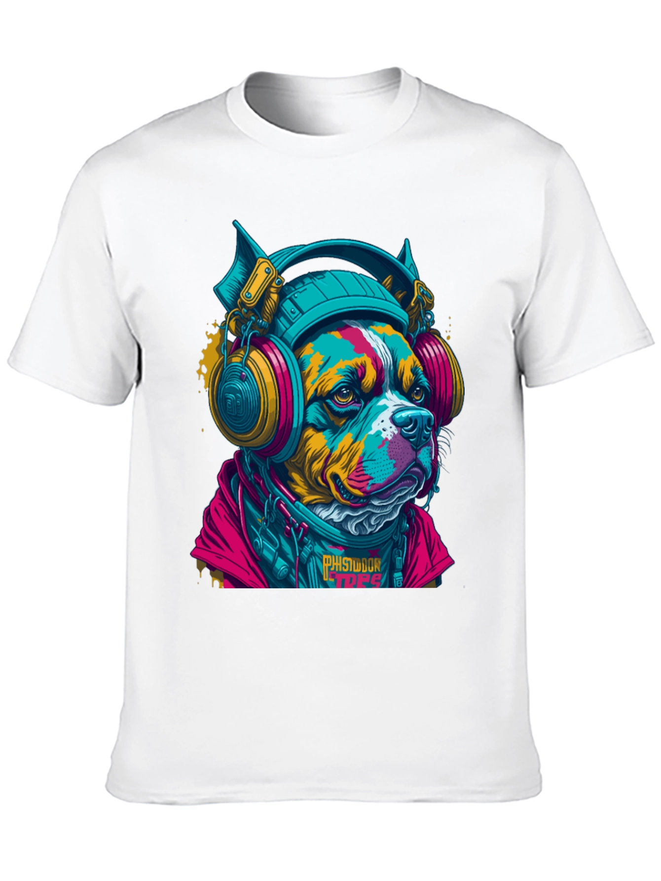 Dog with Headphones Graphic T-Shirt