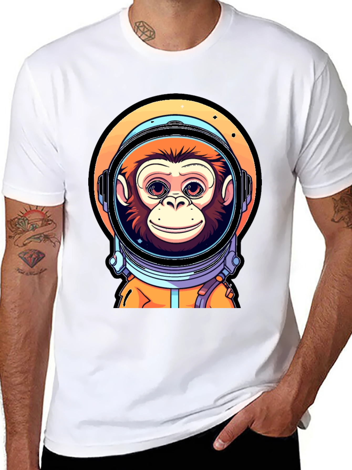 Monkey Astronaut T-Shirt - Space Chimp Design