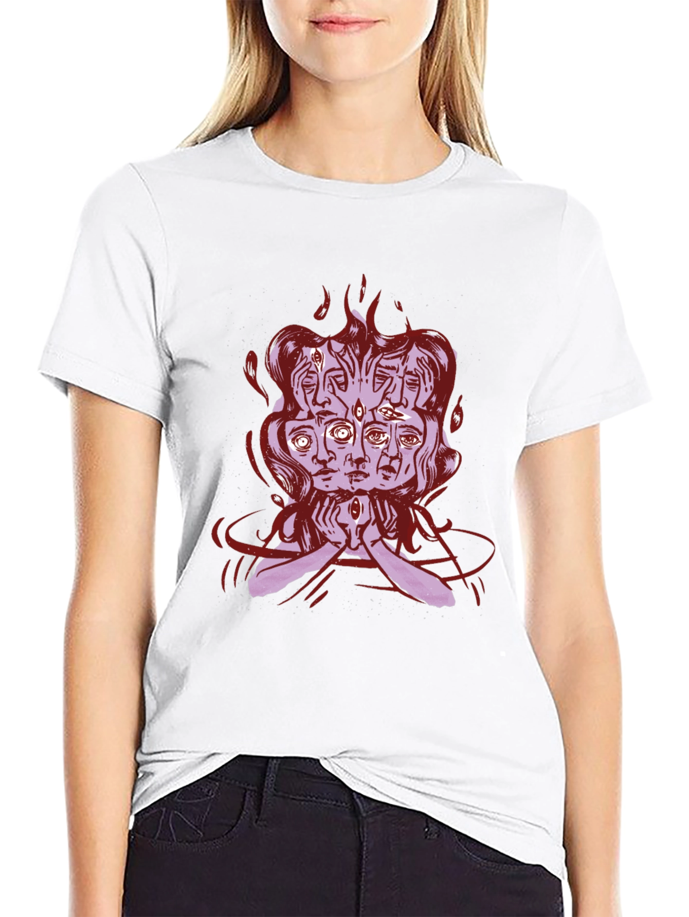 Mystic Faces Graphic Tee - Black Cotton Shirt