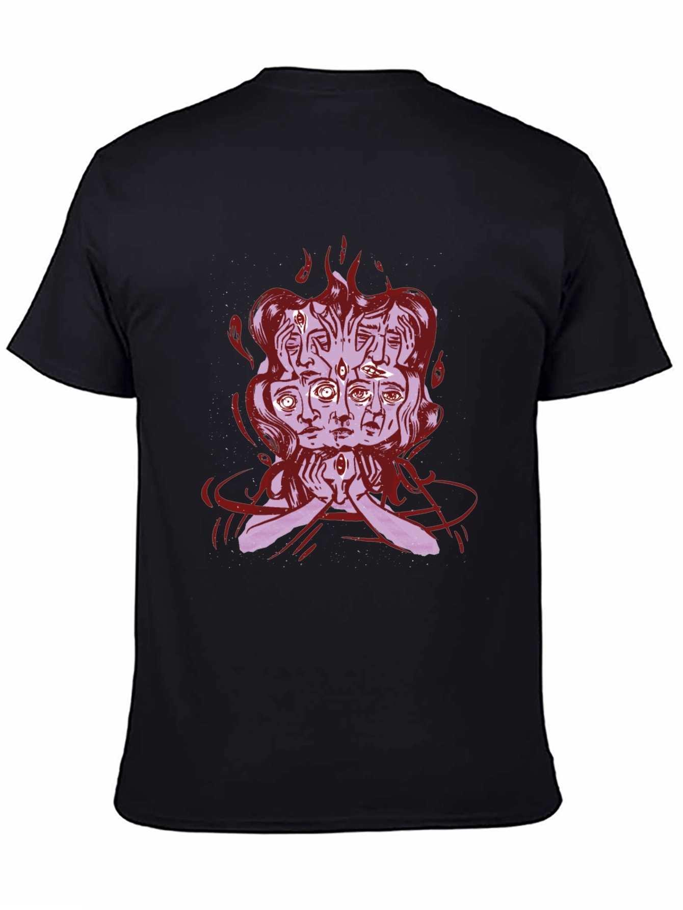 Mystic Faces Graphic Tee - Black Cotton Shirt