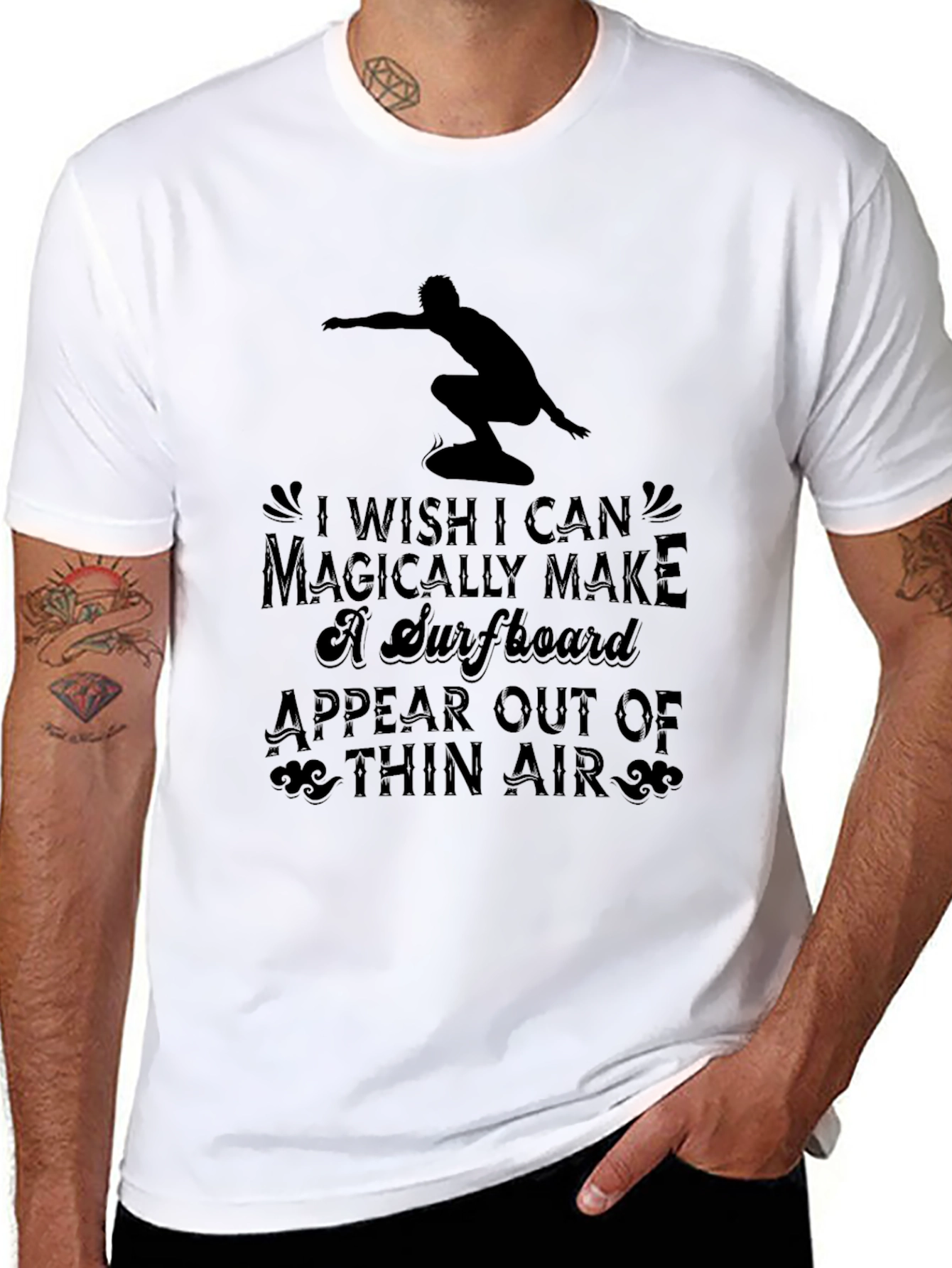Magically Make a Surfboard Mens Black T-Shirt