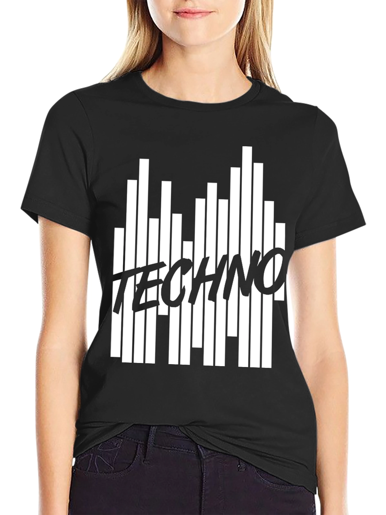 Techno Music Black Graphic T-Shirt