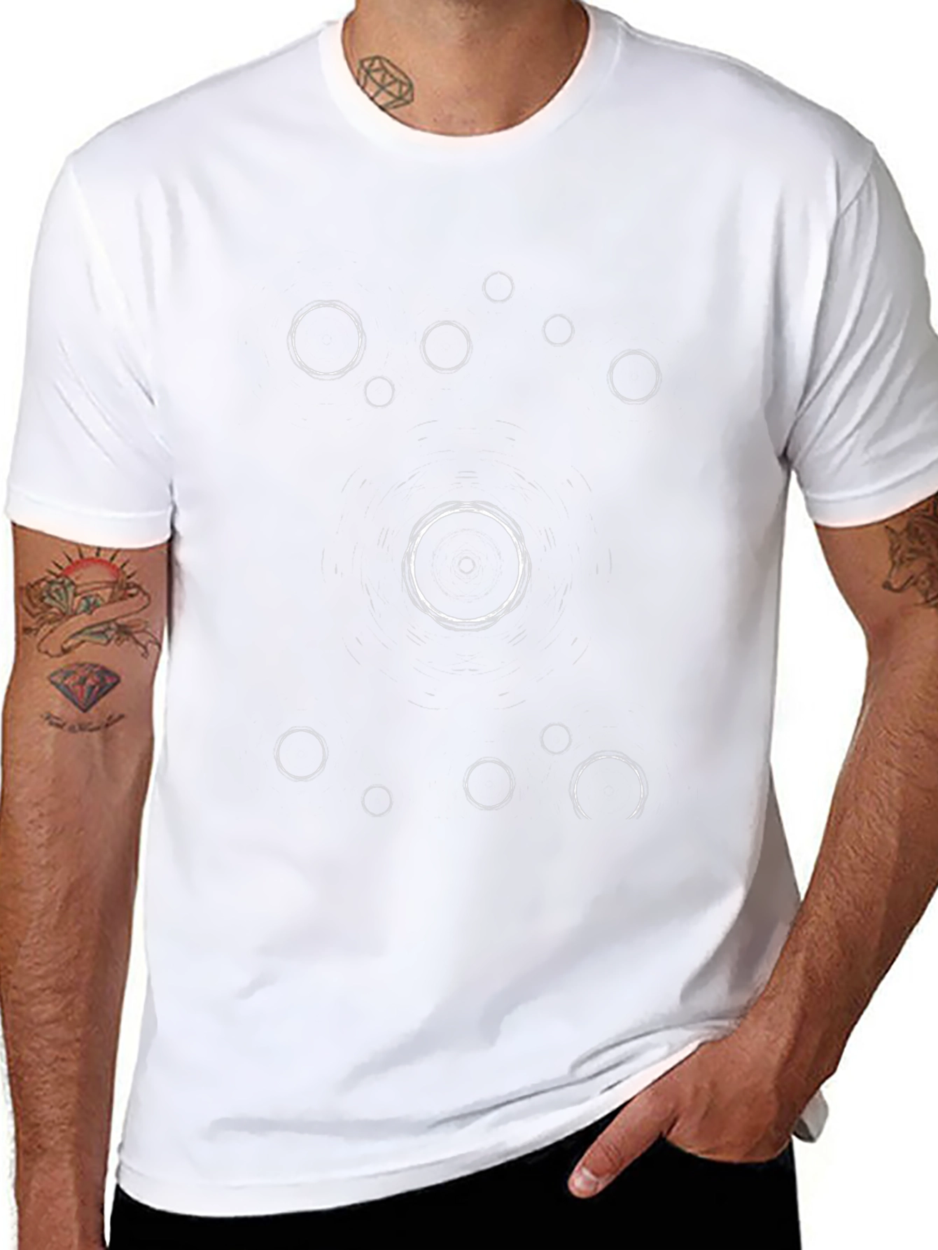 Abstract Circle Design Black Graphic Tee