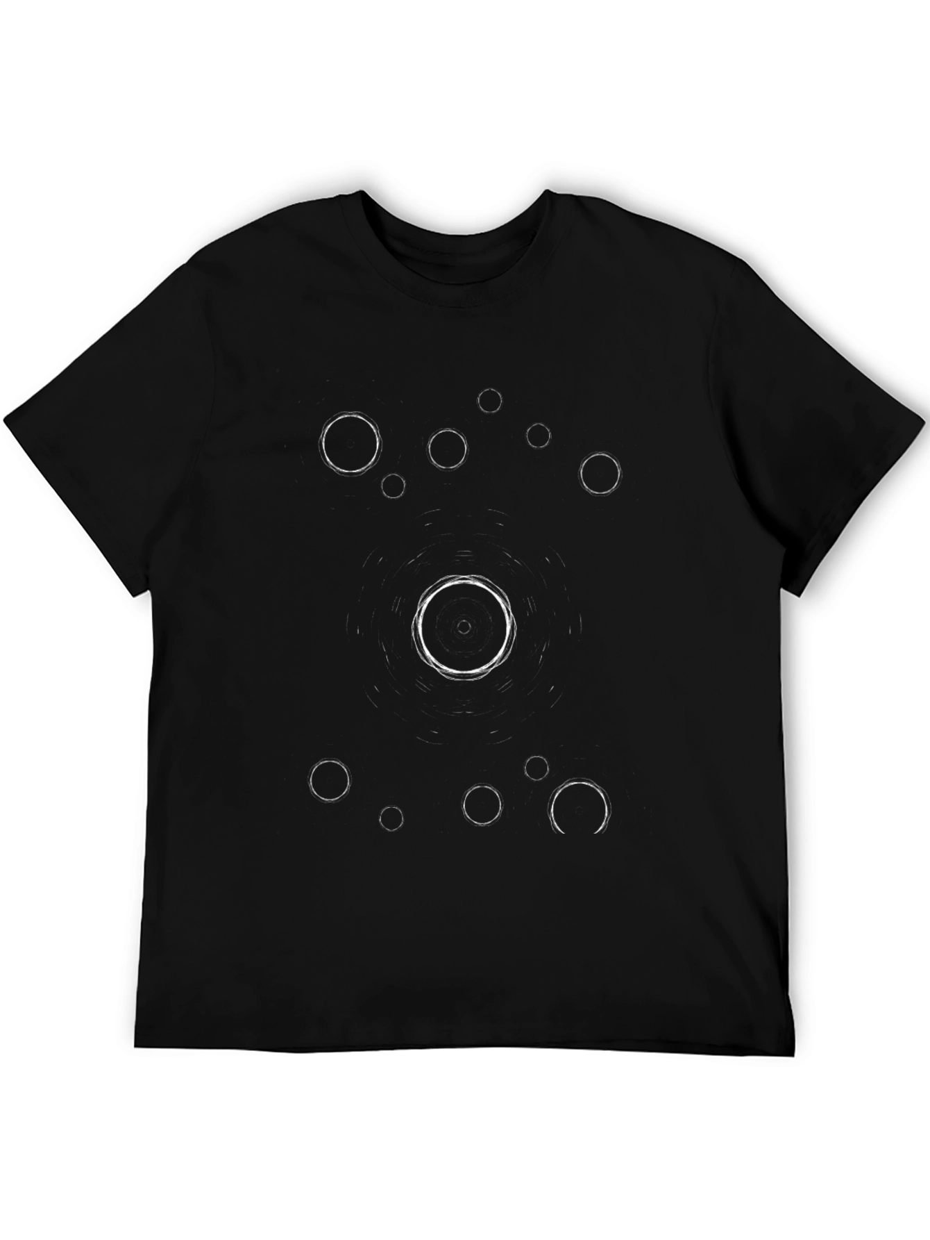 Abstract Circle Design Black Graphic Tee