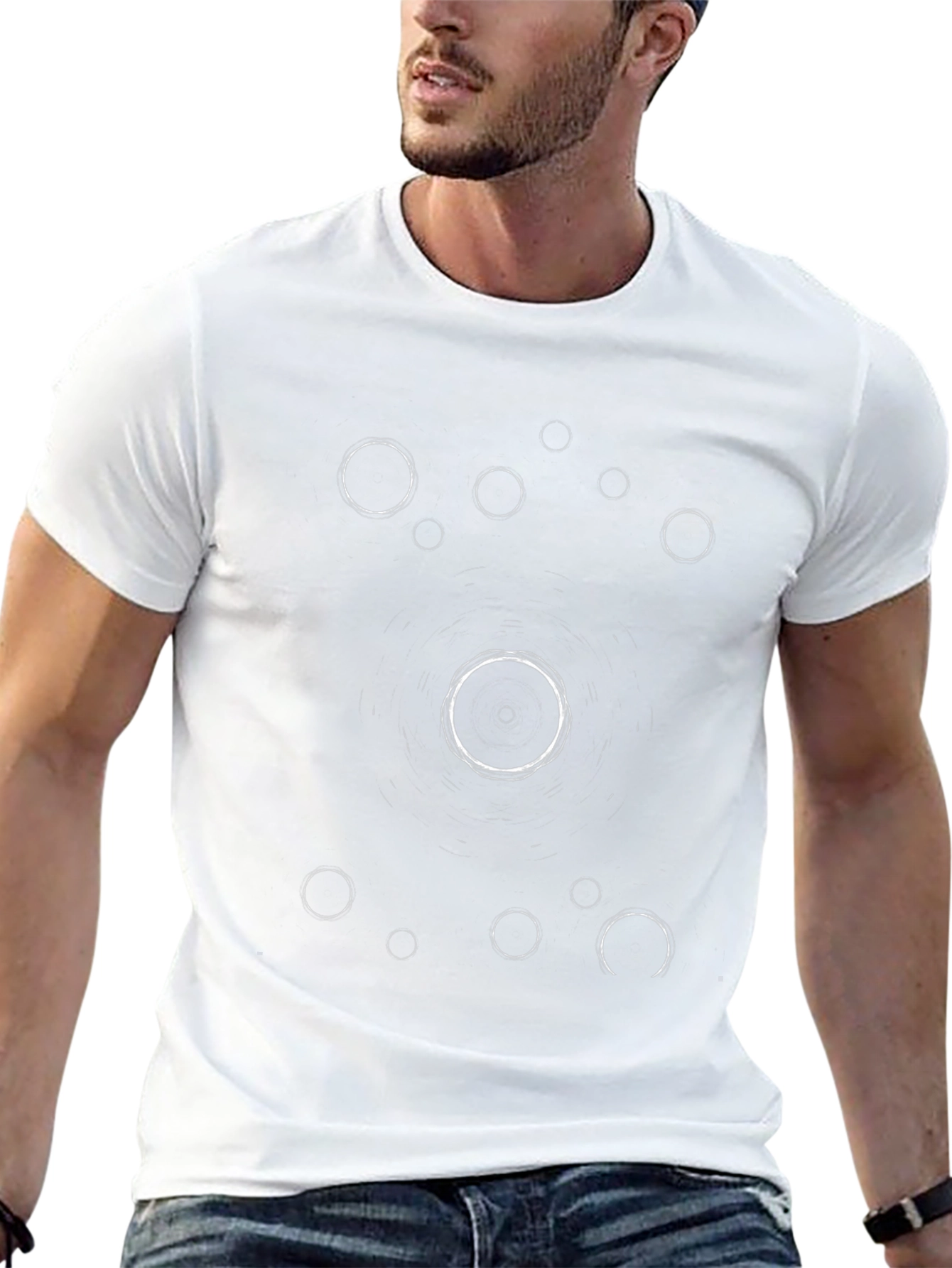 Abstract Circle Design Black Graphic Tee