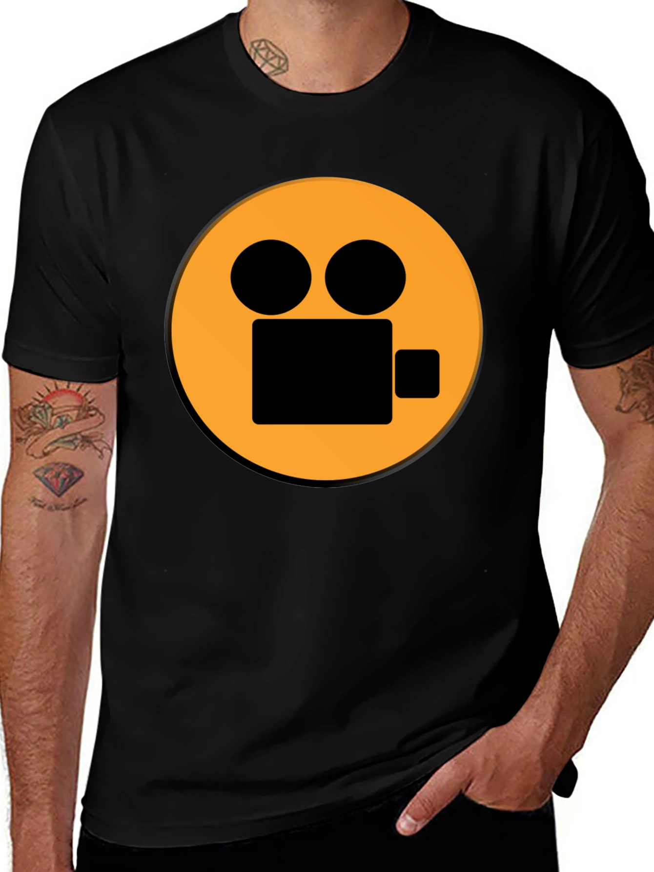 Camera Graphic Black T-Shirt - Movie Lover Tee