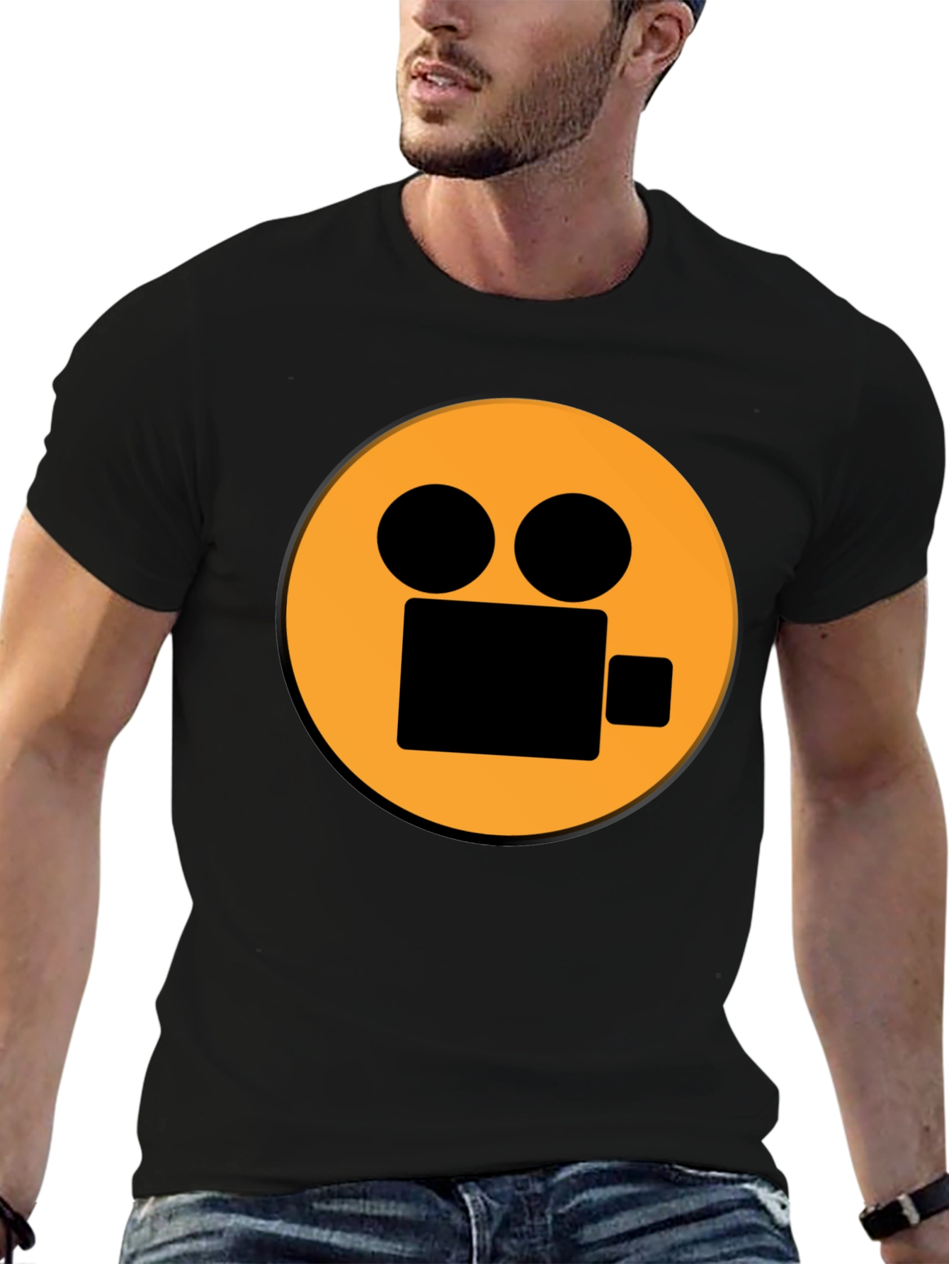 Camera Graphic Black T-Shirt - Movie Lover Tee